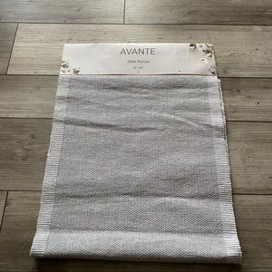 Avante 100% Cotton Table Runner Gray White Brand New